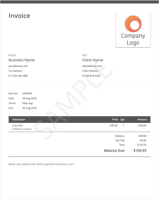 sample invoice from invoice generator