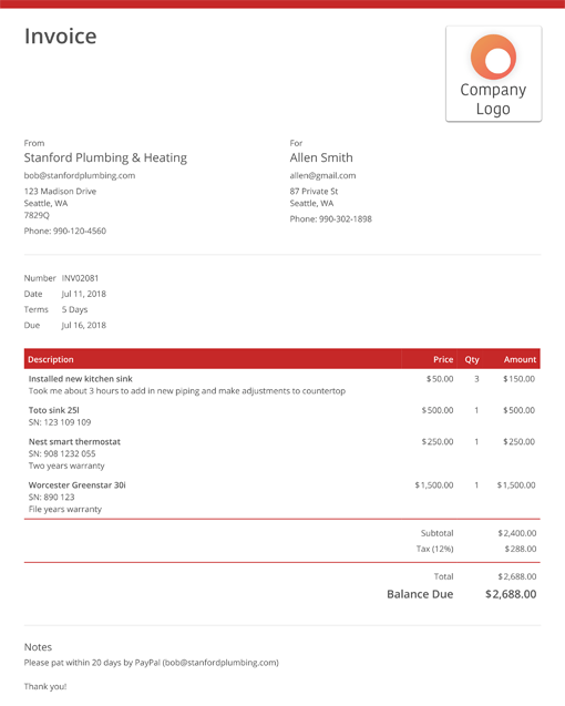 invoice generator sample invoice